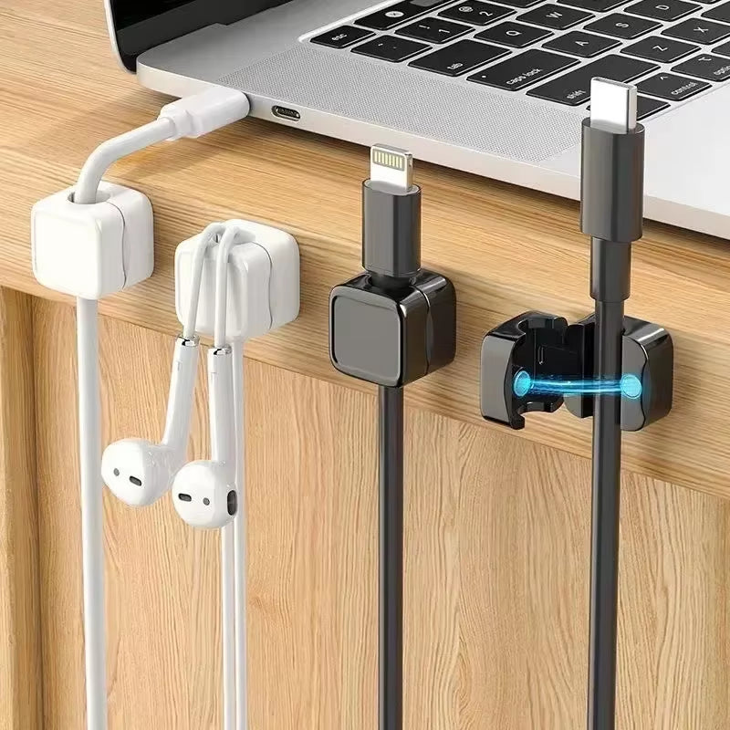 12/1Pcs Magnetic Cable Clips Adjustable Cord Holder under Desk Cable Management Wire Keeper Home Office Cables Clip Organizer